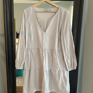 Beige and white stripe vineyard vines dress